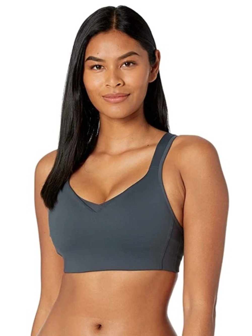 Brooks Asphalt Gray V-Neck Wireless Adjustable Sports Bra Size - 32E (DD) NWT